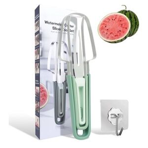 NEW Watermelon Slicer Tool, 3-in-1 Stainless Steel Watermelon Fork Slicer
